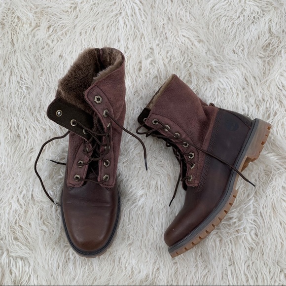 Timberland Suede & Leather Sherpa Boots Size 8 - Picture 2 of 13